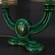 Paire de lampes en faïence verte et dorée, circa 1940