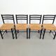 Mid-Century Dining Ladder Chairs with Rush Seats, 1960s, Set of 4