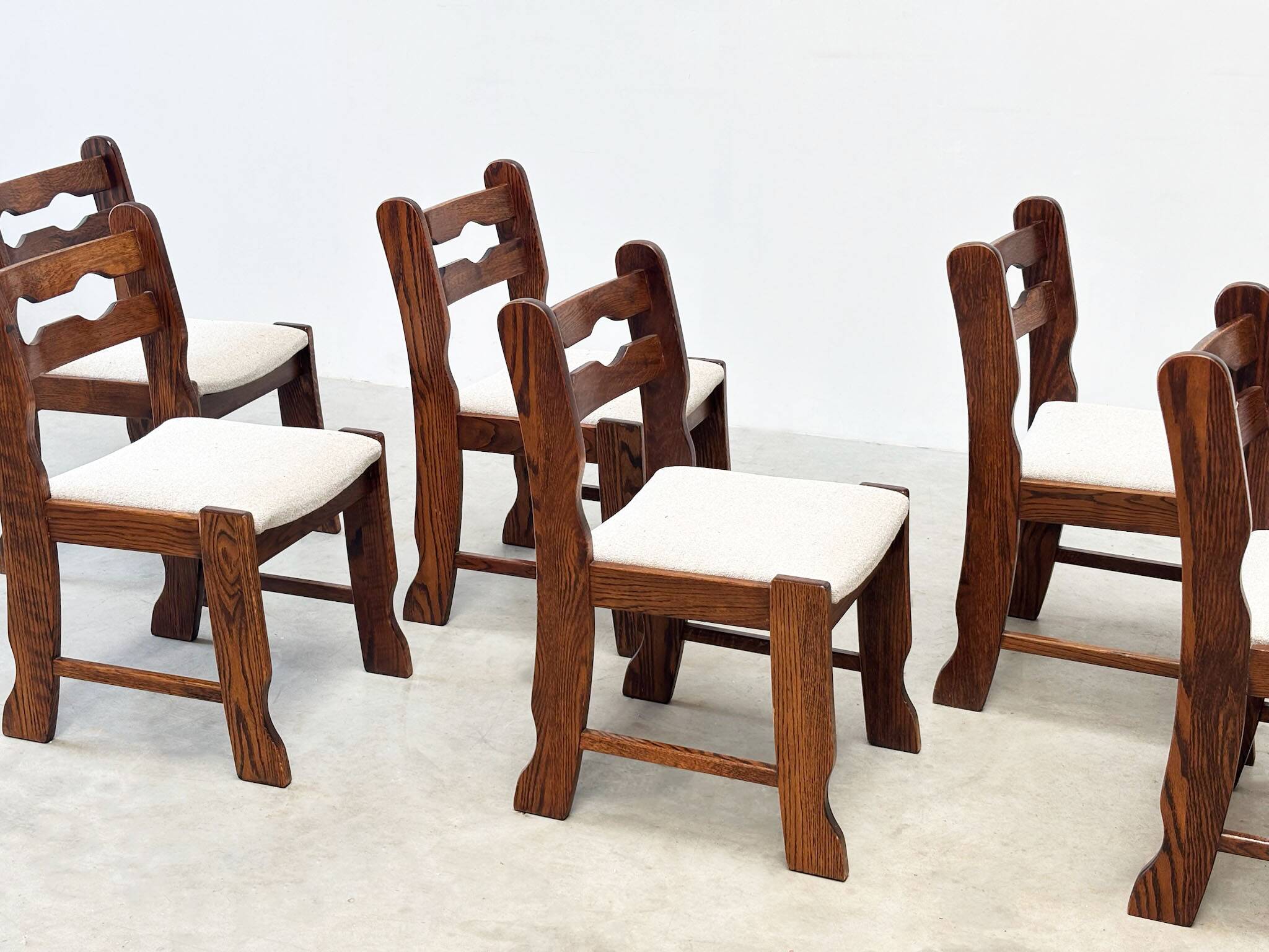 Set of six Razorback dining chairs