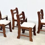 Set of six Razorback dining chairs