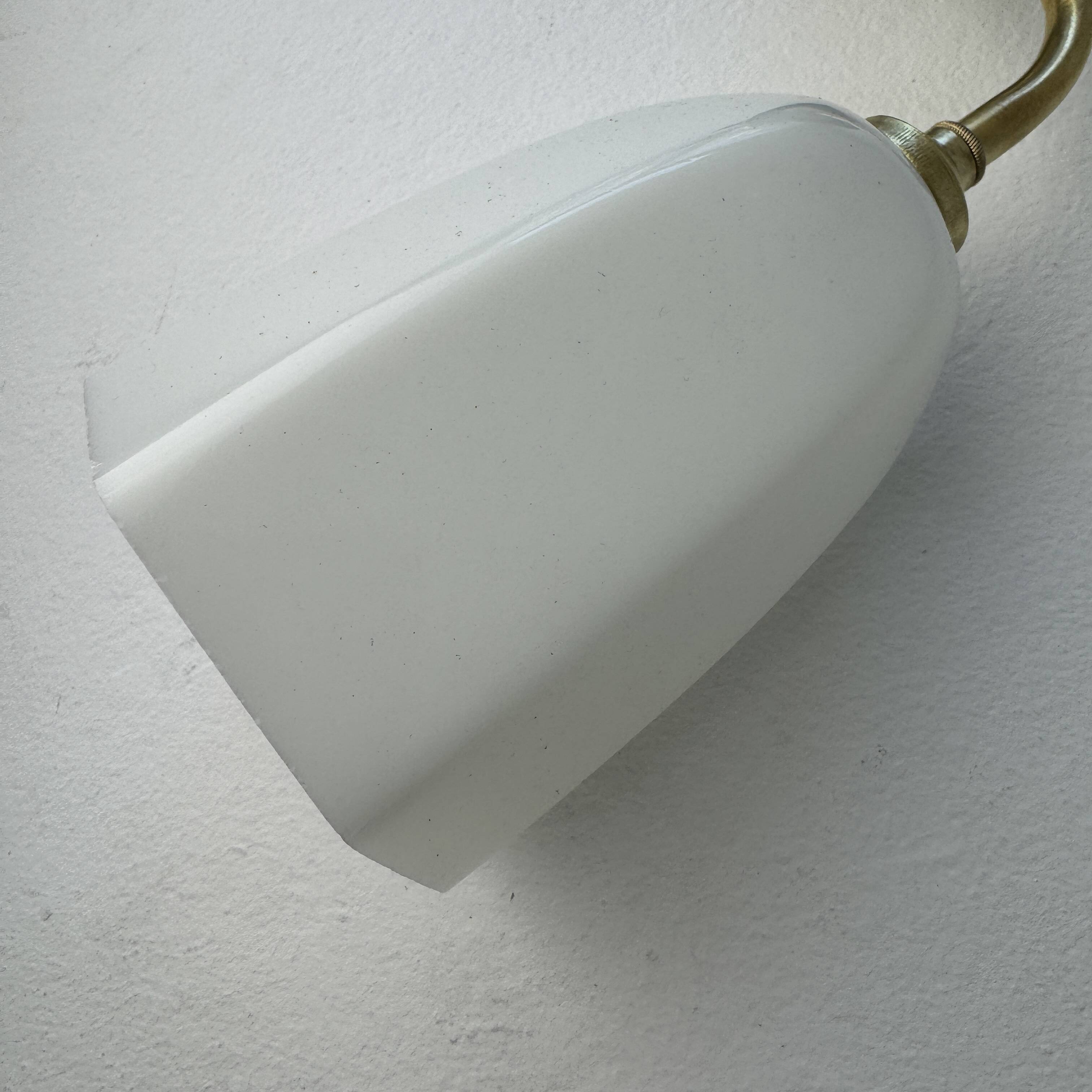 Vintage opaline swan neck wall lamp