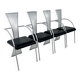 4 chaises postmodernes en acier et cuir, années 1990