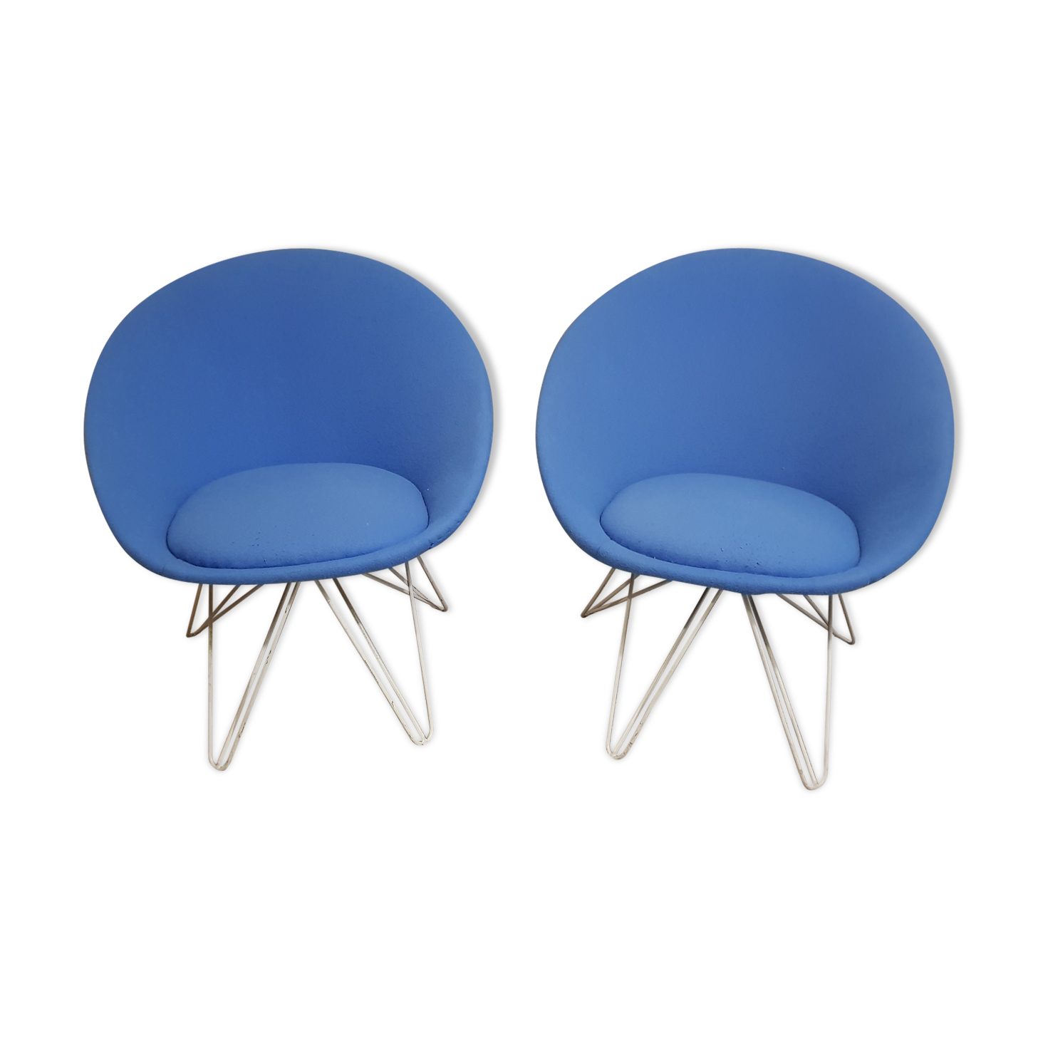 Pair of Italian blue low chairs 1950