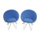 Pair of Italian blue low chairs 1950
