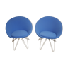 Paire de fauteuils bas bleus italien 1950