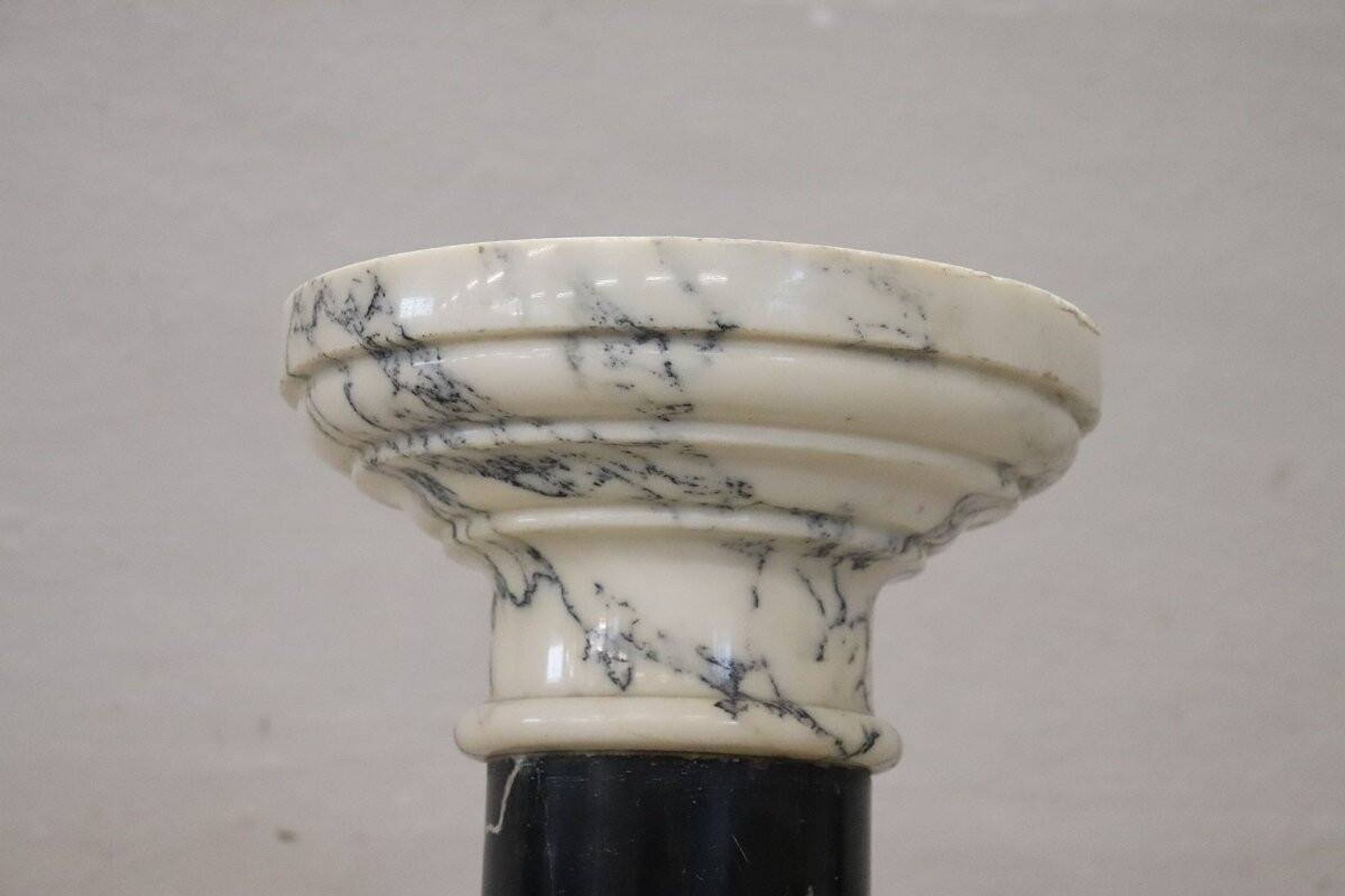 Antique black and white marble column, Italy, late 19th century