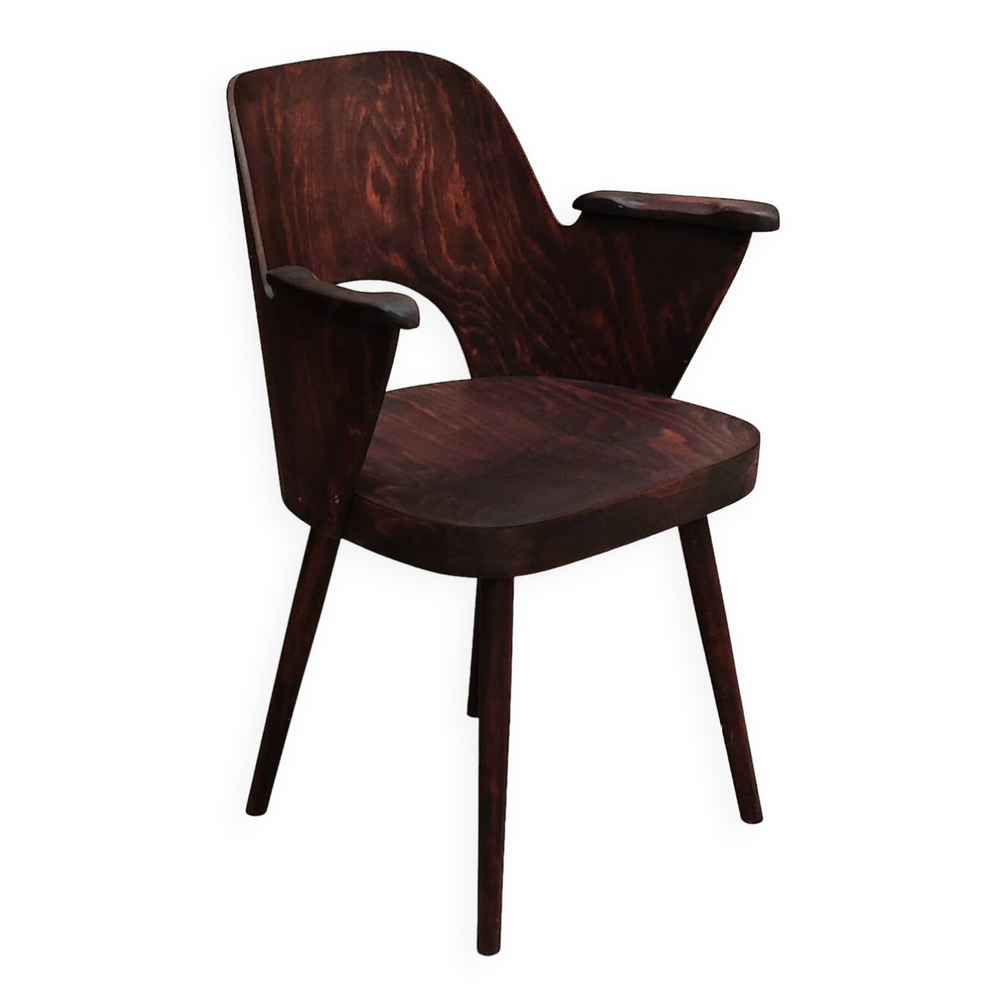 Pair of wooden armchairs by Lubomir Hofmann for Ton (Thonet), 1960