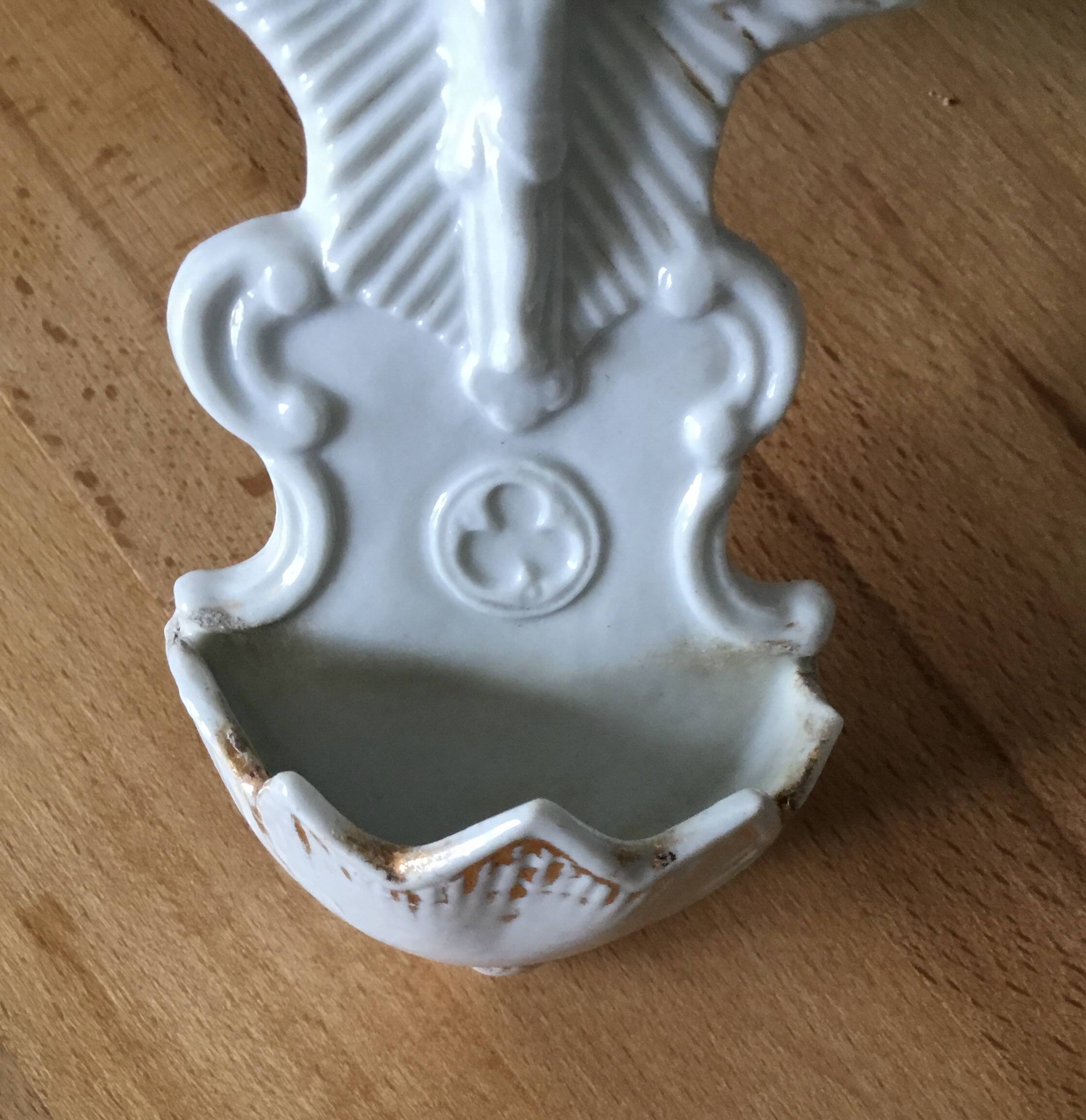 Small old stoup in white porcelain late 19th century