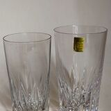 Six vintage crystal juice glasses, three large, three medium