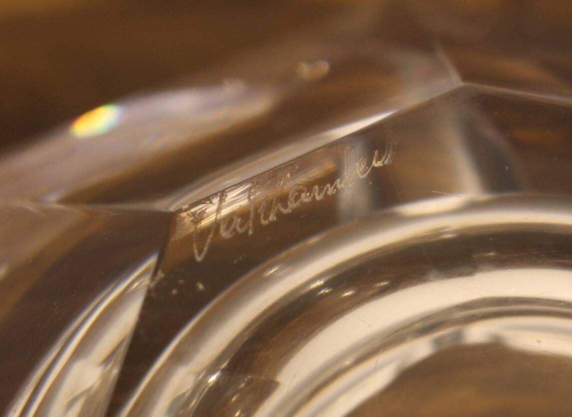 Val St Lambert octagonal crystal ashtray