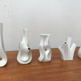 White sculptural vases by Peter Müller for Sgrafo Modern, 1960s, set of 6.