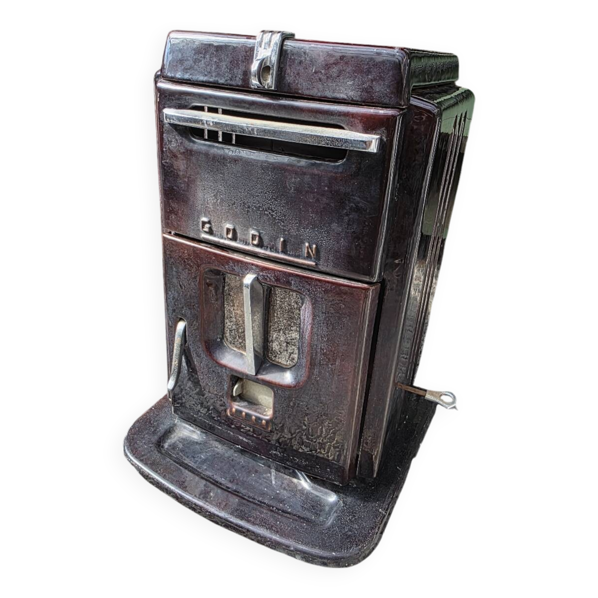 Godin enameled cast iron stove for coal and wood