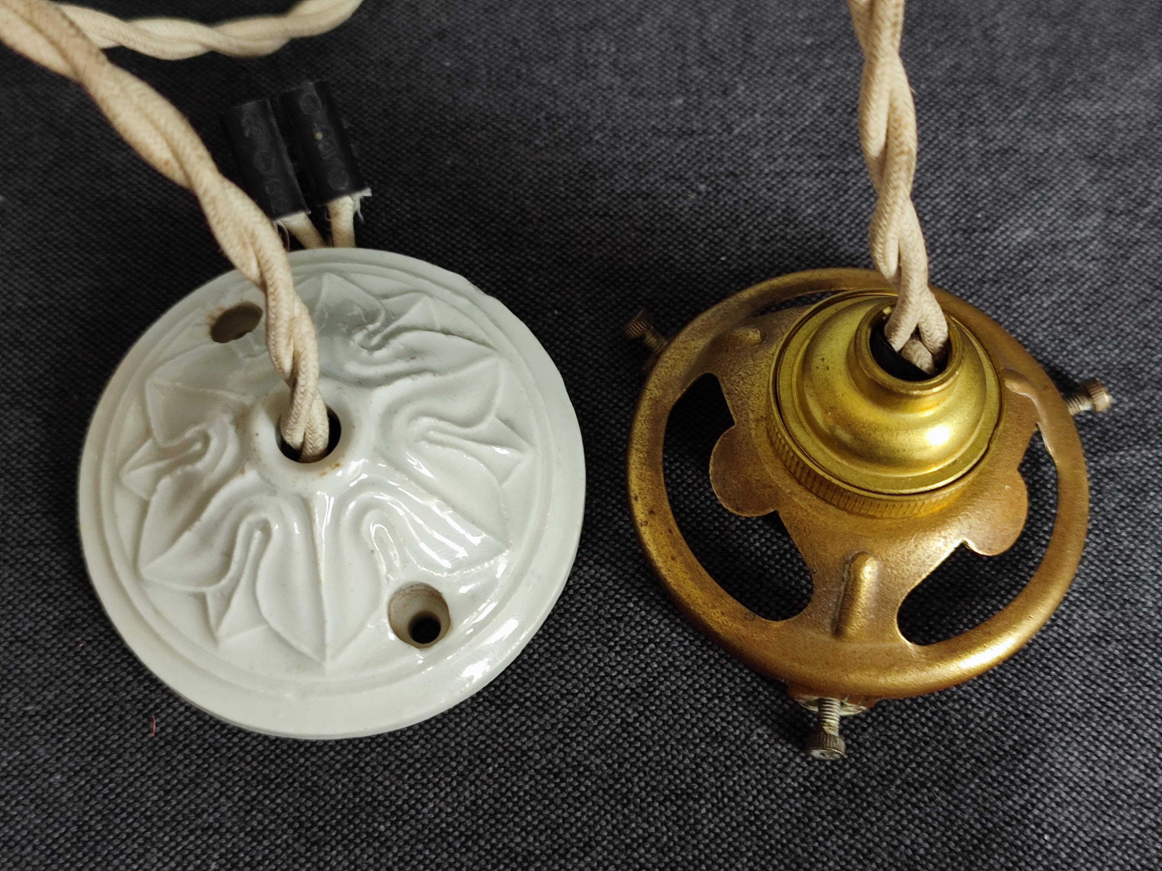 Old opaline and its tassels hanging lamp