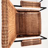 Rattan wicker and iron lounge chairs, set of 4