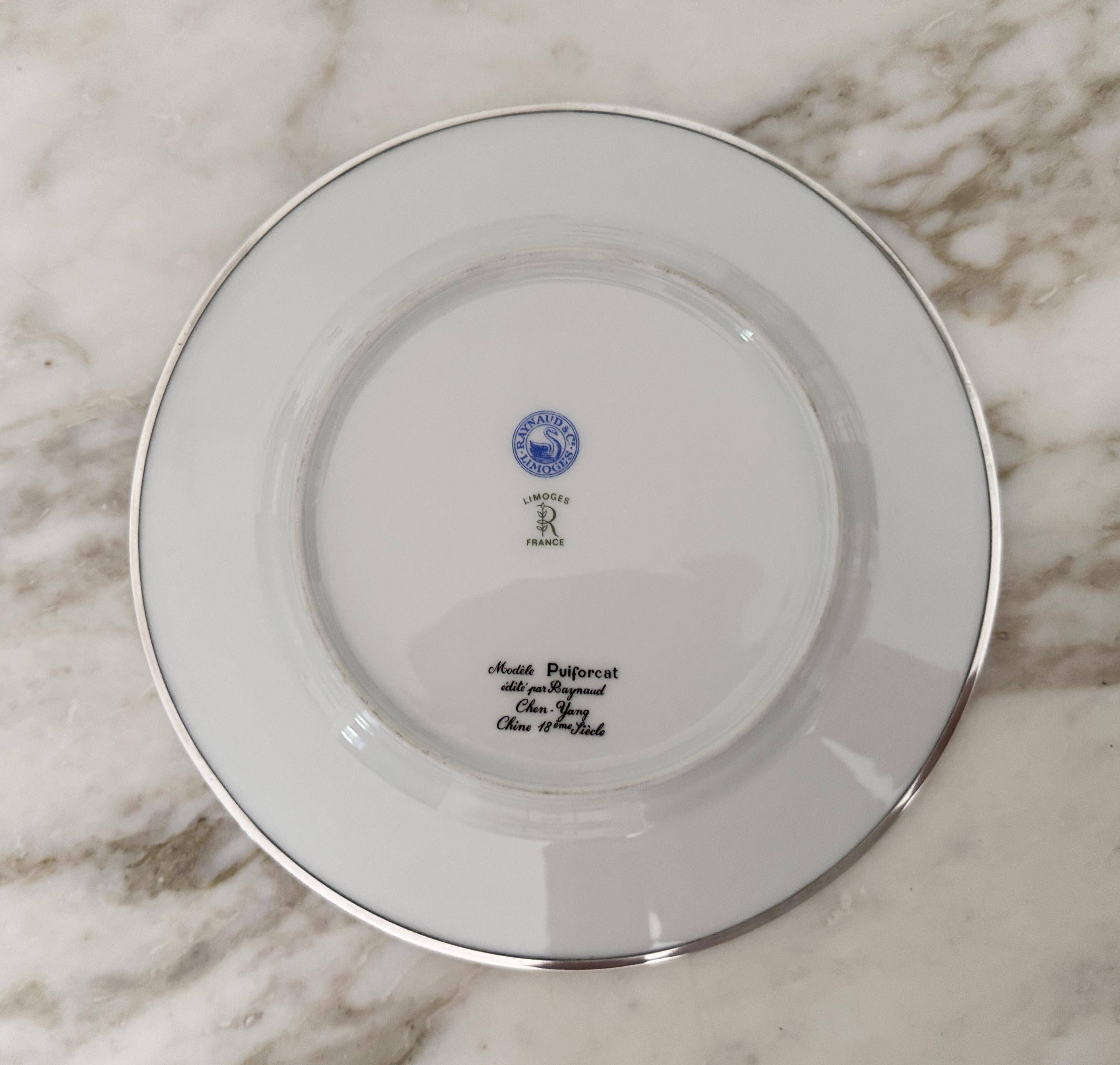 Puiforcat & Raynaud Limoges dessert plate, Chen Yang decoration, 18th century China