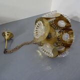 Italian brass and glass ceiling lamp, 1960s