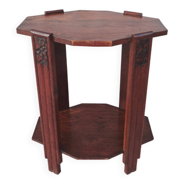 Art Deco side table in solid oak