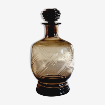 Mocha blown glass decanter