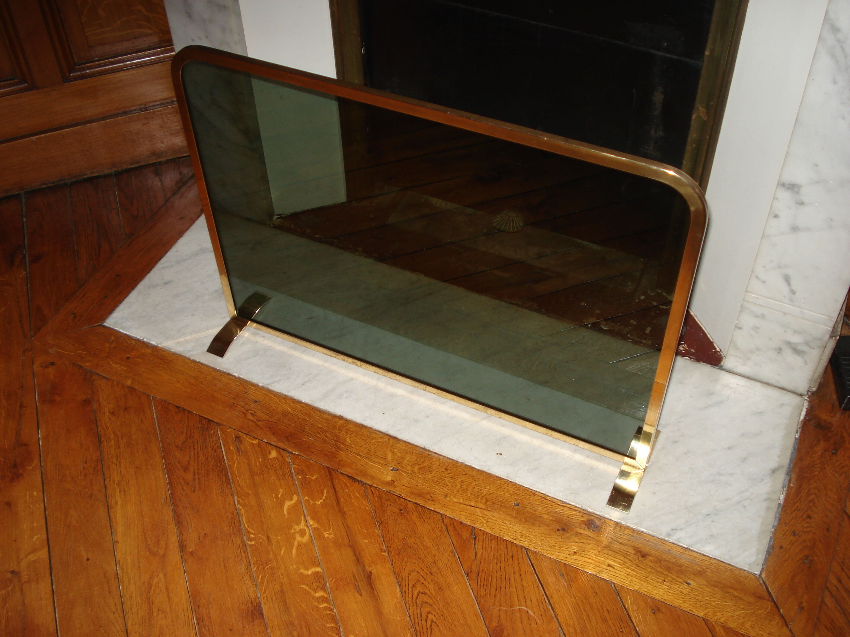 Fire firewall brass gold glass vintage smoke 1970
