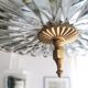 1960s mid century cream metal and crystal pull down large hanging lamp