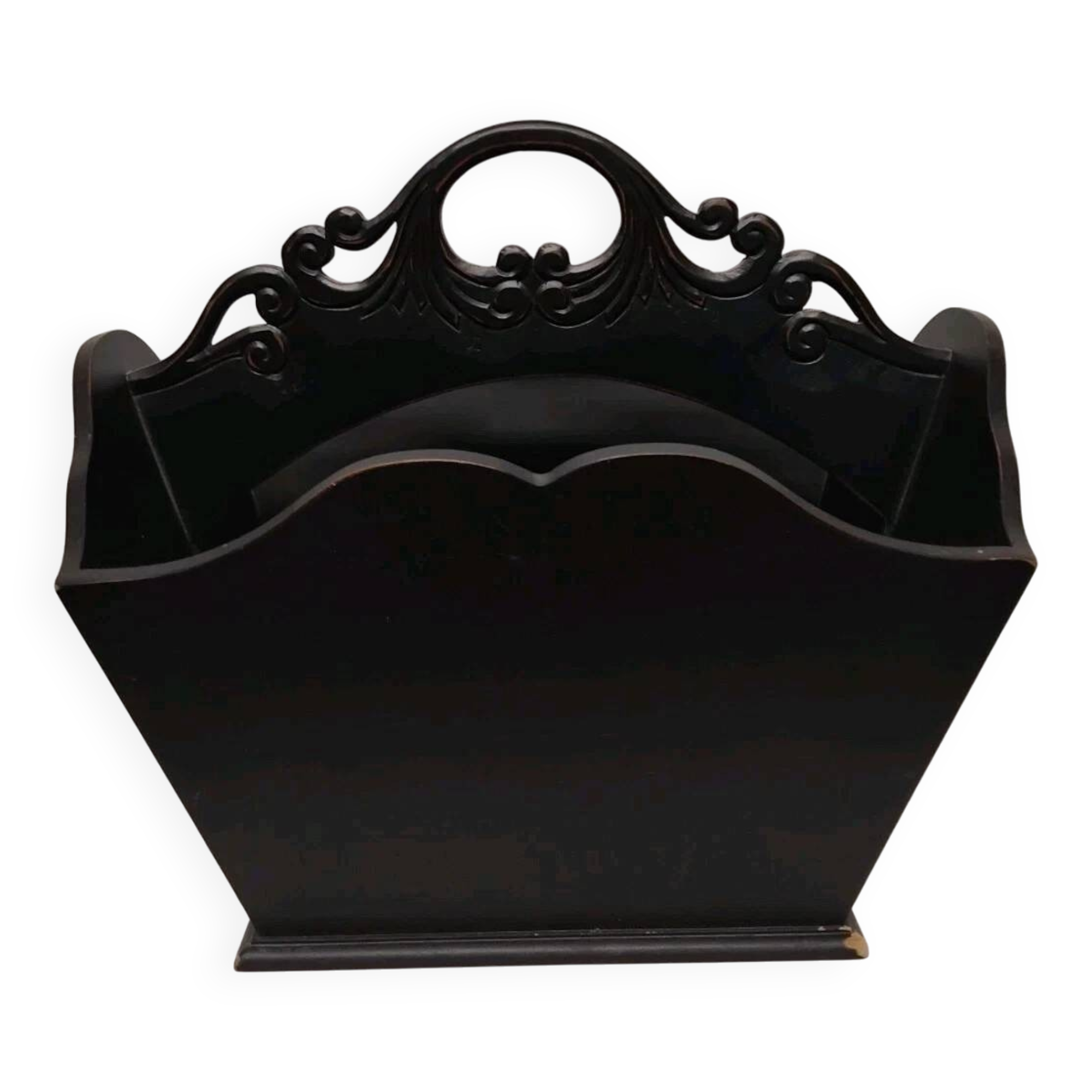 Antique Vintage Carved Wooden Magazine Rack