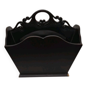 Antique Vintage Carved Wooden Magazine Rack