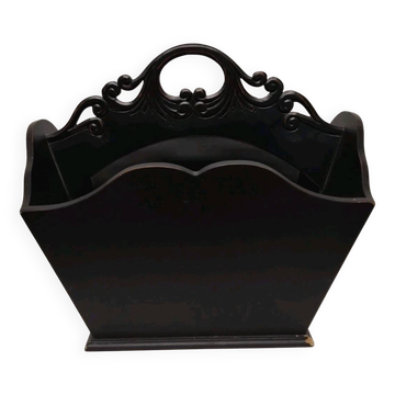 Antique Vintage Carved Wooden Magazine Rack