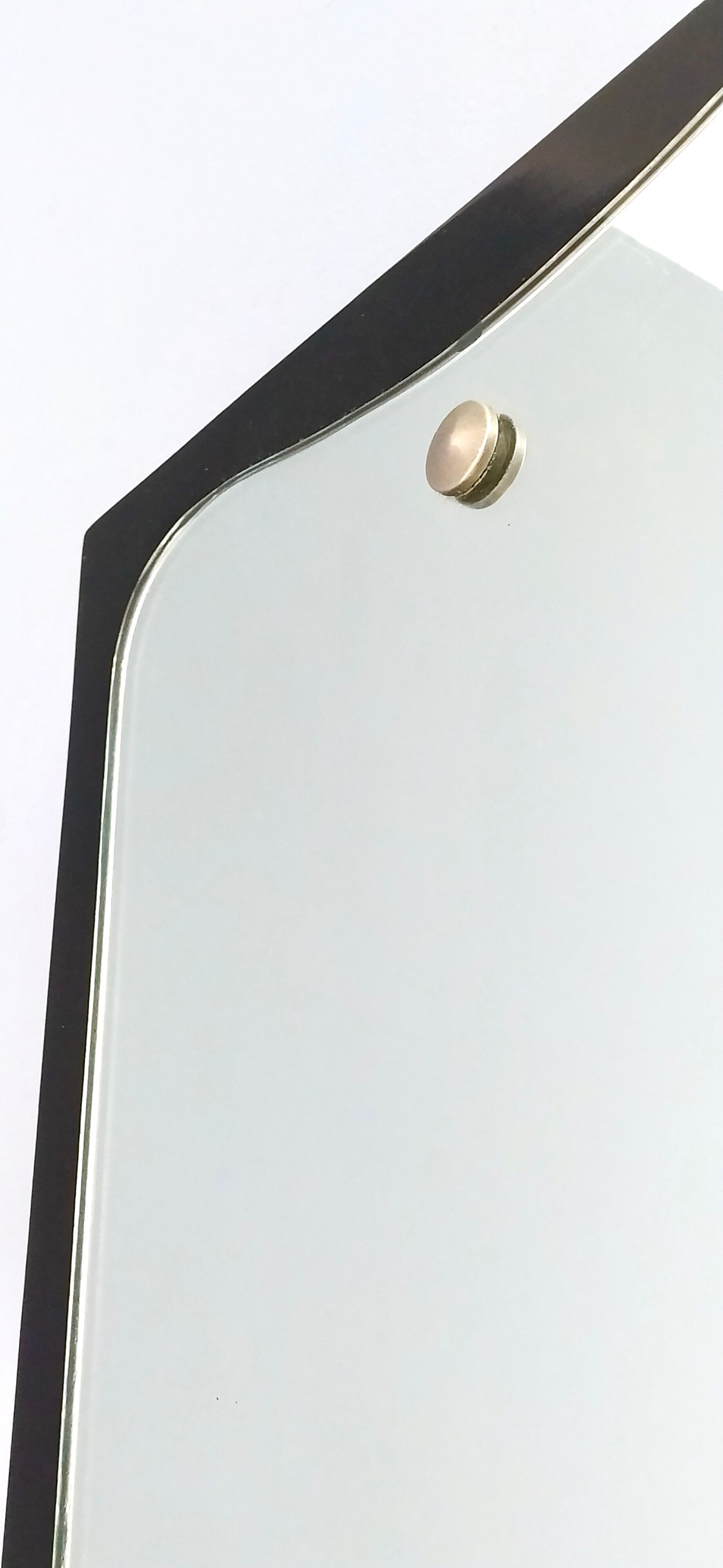 Pair of vintage ebonized wood wall mirrors, italy 1950