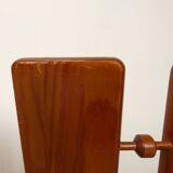 70's brutalist dining chairs in oak with bouclé fabric