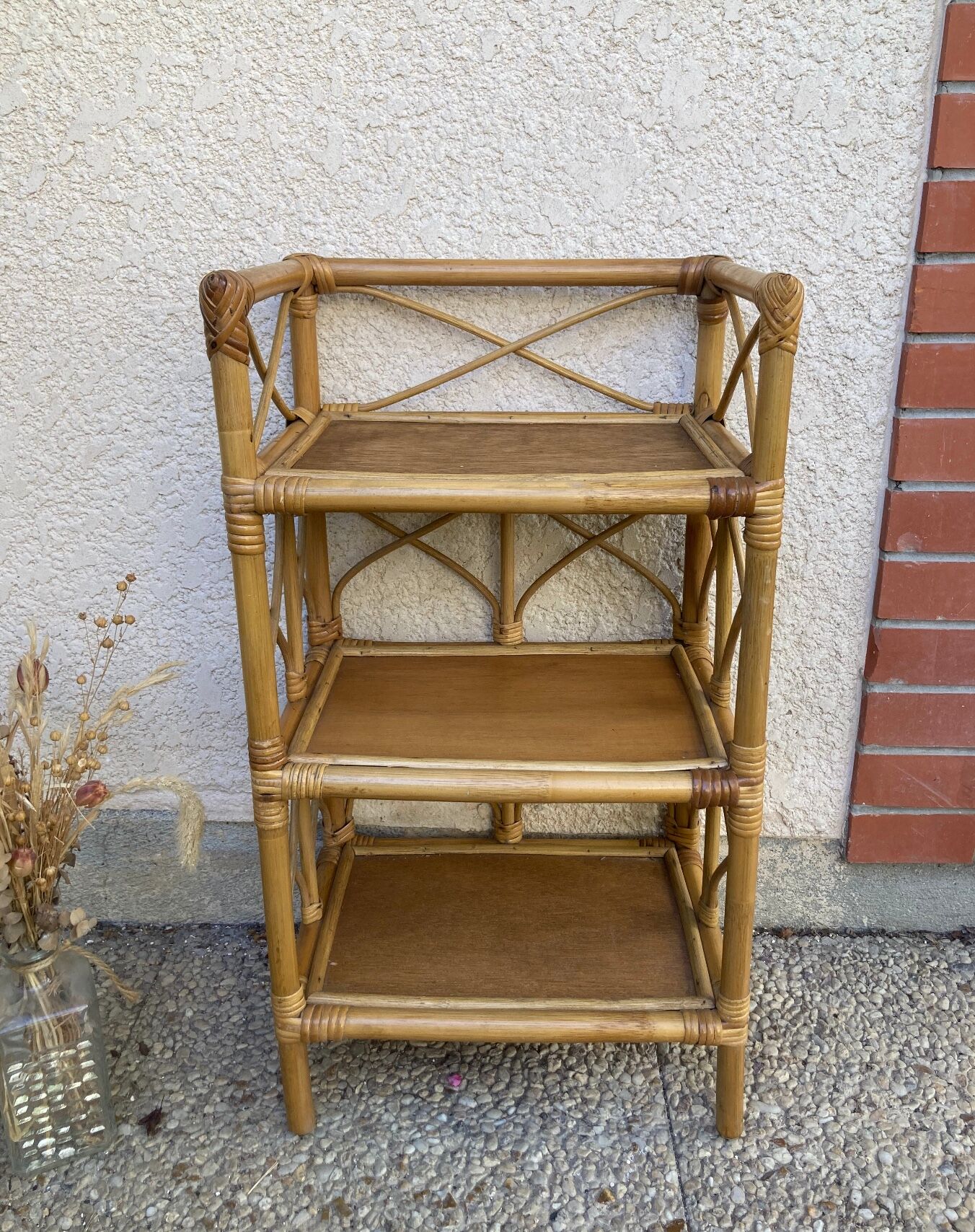 Vintage rattan shelf