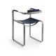 Wanderlust bar stools with backrest, blue and metal.