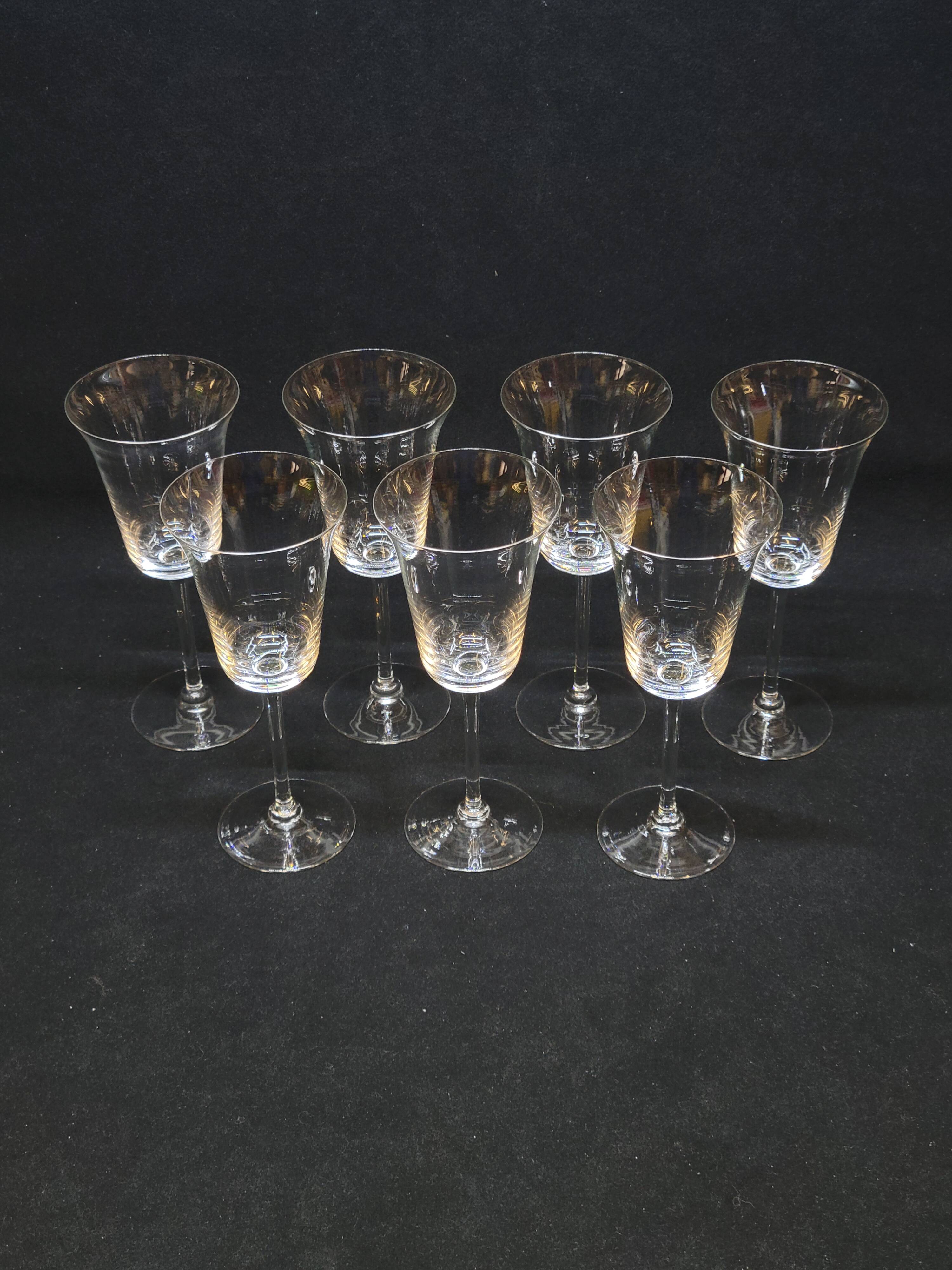 7 Fine Crystal Stemmed Wine or Water Glasses - Baccarat? / Saint Louis?