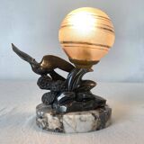 Limousin art deco night light with seagull decoration