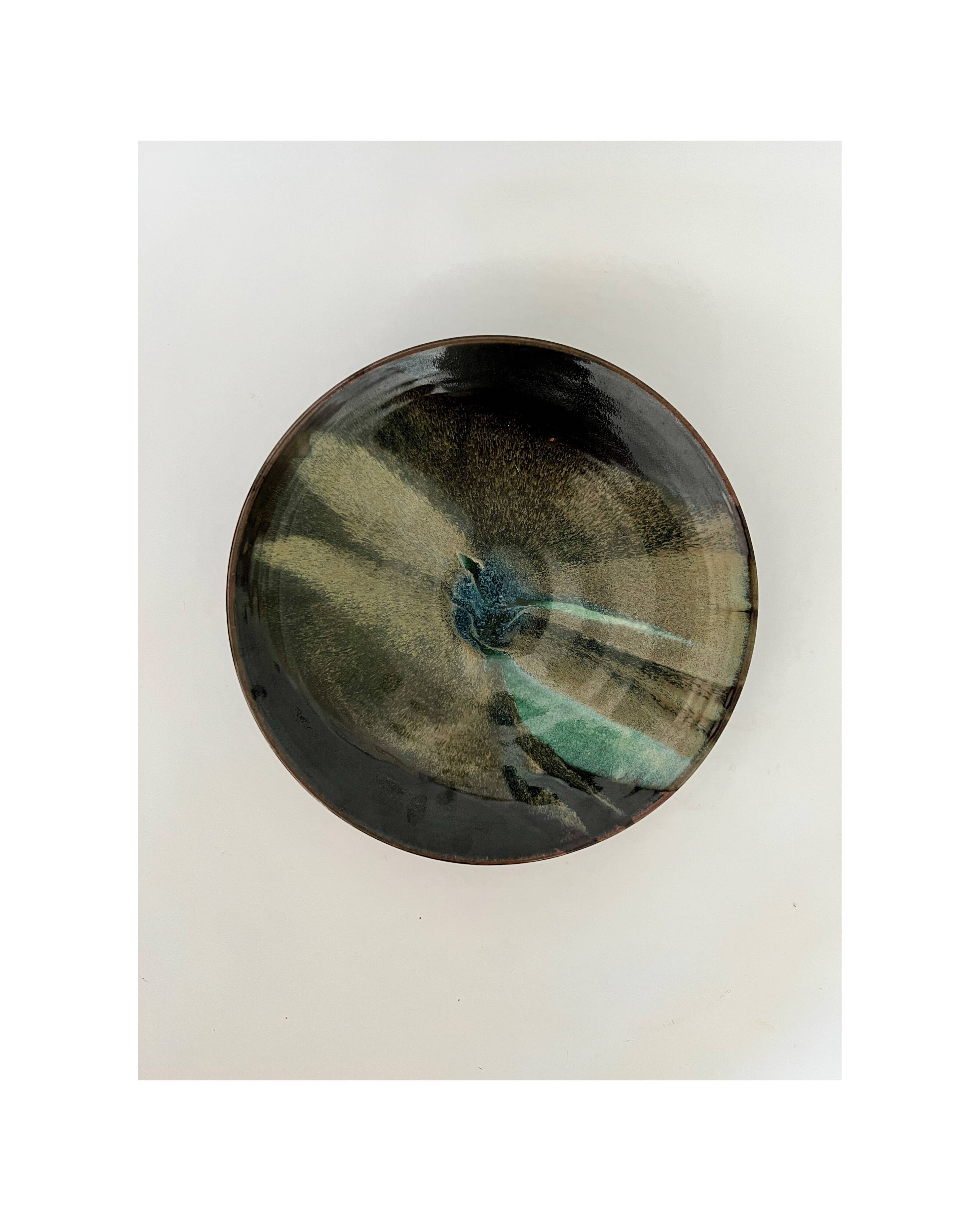 Large enamelled ceramic dish/tray signed P&M Walter 1970