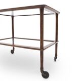 Wooden trolley with glass shelves, 1950s