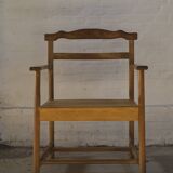 Ensemble de six fauteuils brutalistes en chêne massif 1960