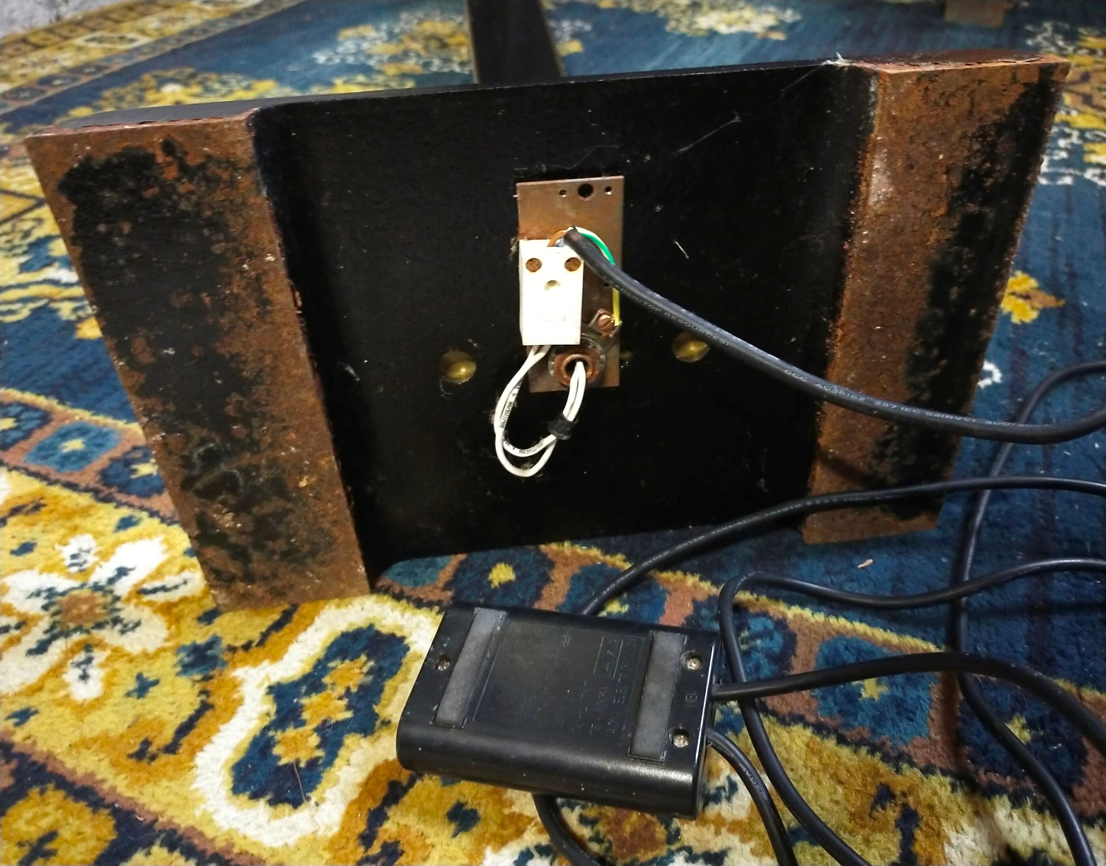 Vintage floor lamp design 1980 in lacquered metal ceramic and brass