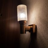 Brass applique with 1970 glass lampshade