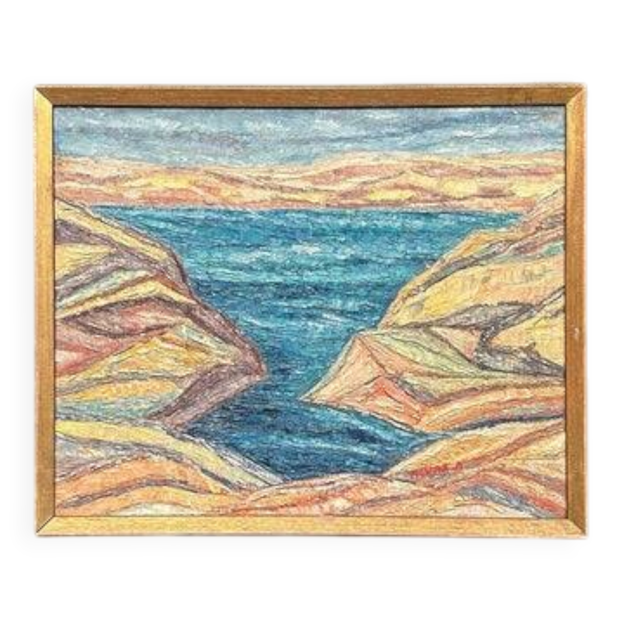 Huile sur toile originale suédoise – “Vue sur mer” par Alvar Andersson – Signée