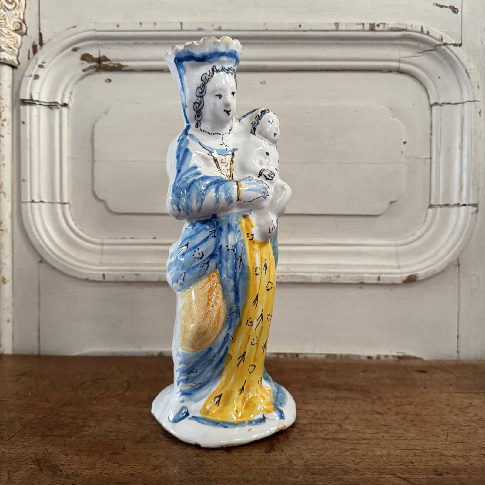 18th century Virgin Mary in Nevers earthenware