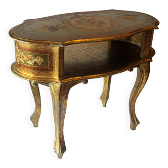Florentine wooden side table - small coffee table - made in Italy - Vintage