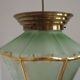 French Vintage Art Deco Glass Ceiling Light Green Frosted & Patterned Glass
