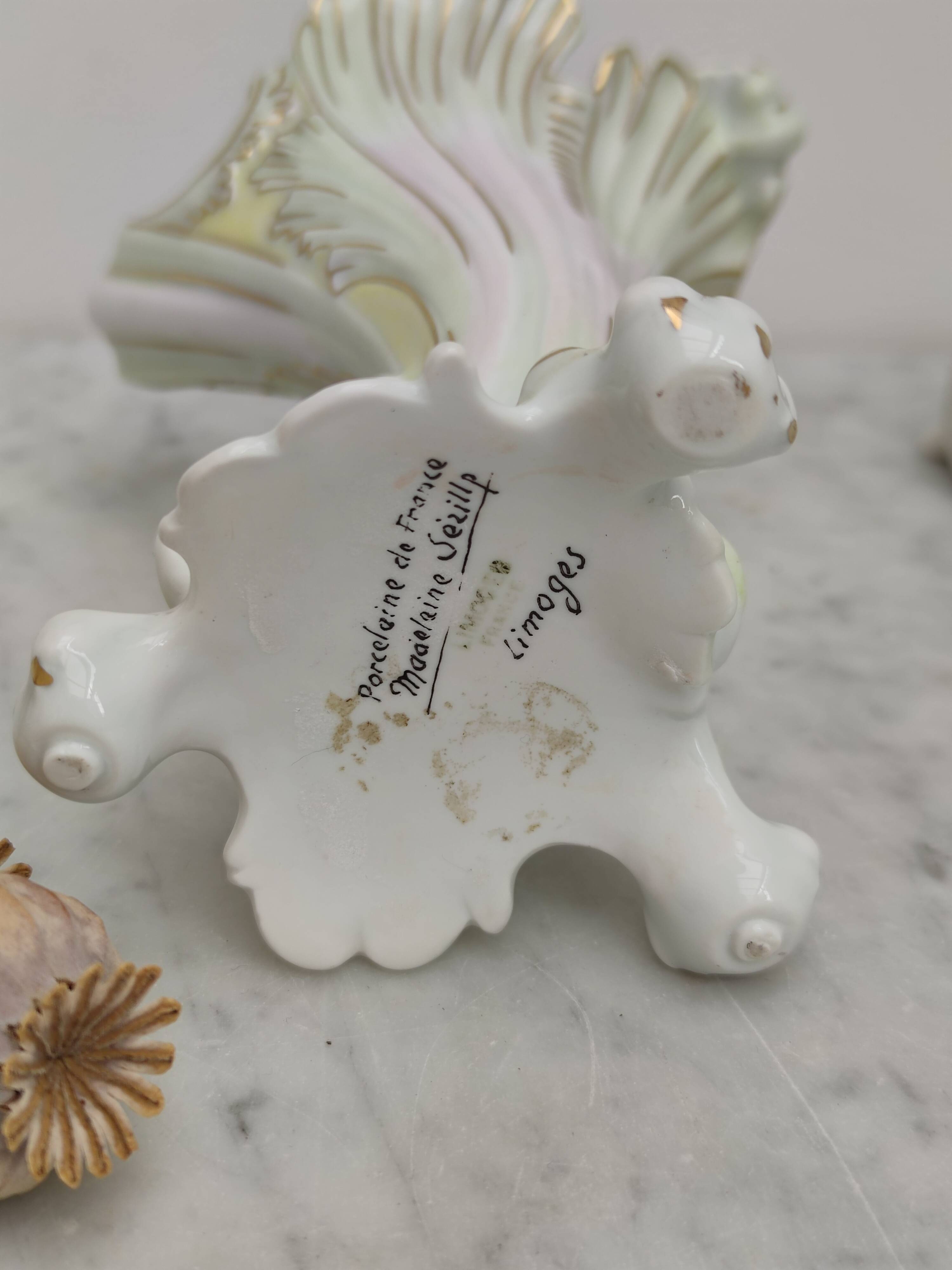 Limoges porcelain cone vase
