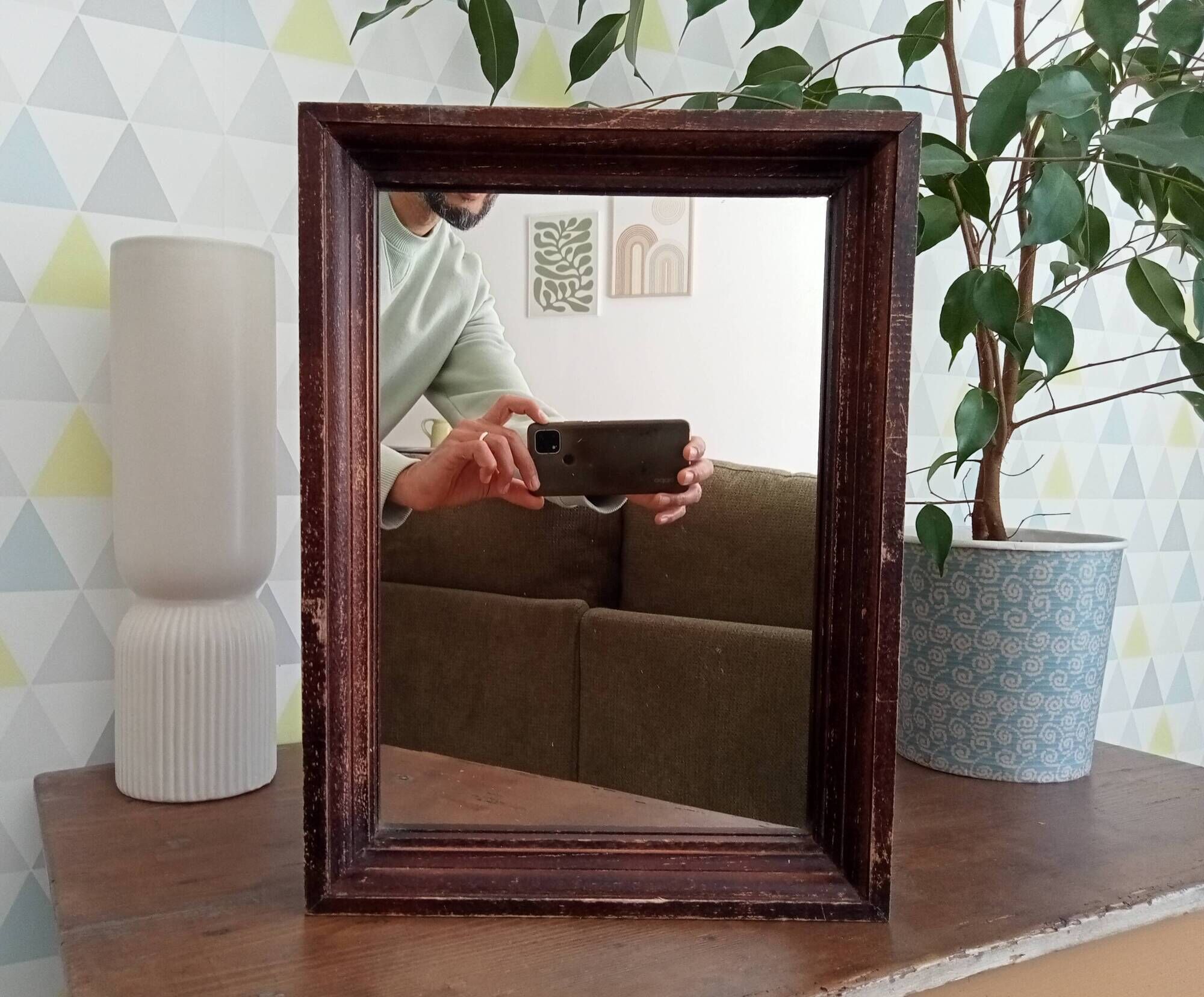 Vintage wooden mirror from the 50s/60s 39*29 cm