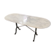 Table de bistrot godin en marbre blanc cassé oval fer forgé