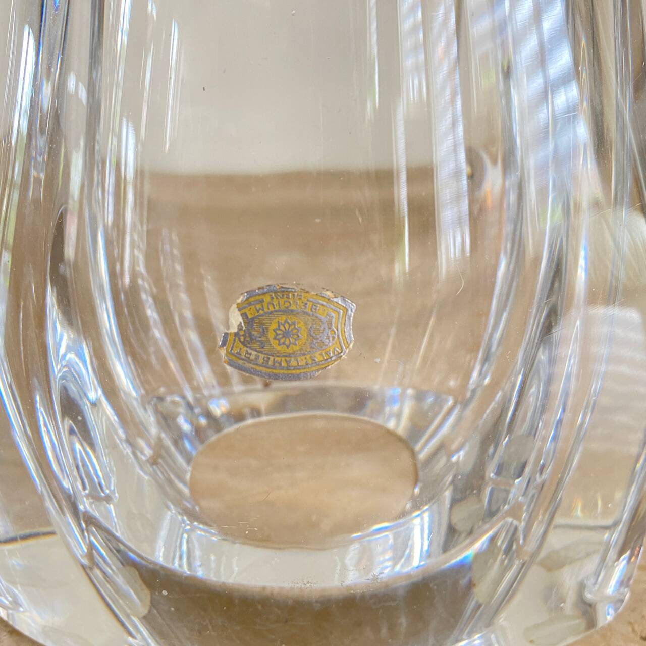 Pair large clear crystal val saint lambert table lamps - belgium 1950's