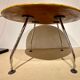 Vintage table round woven bamboo tray and norman Foster feet design