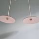 Pair of industrial pendant lights in olive green enameled sheet metal