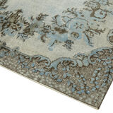 Handwoven overdyed oriental 1970s 177 cm x 320 cm blue carpet