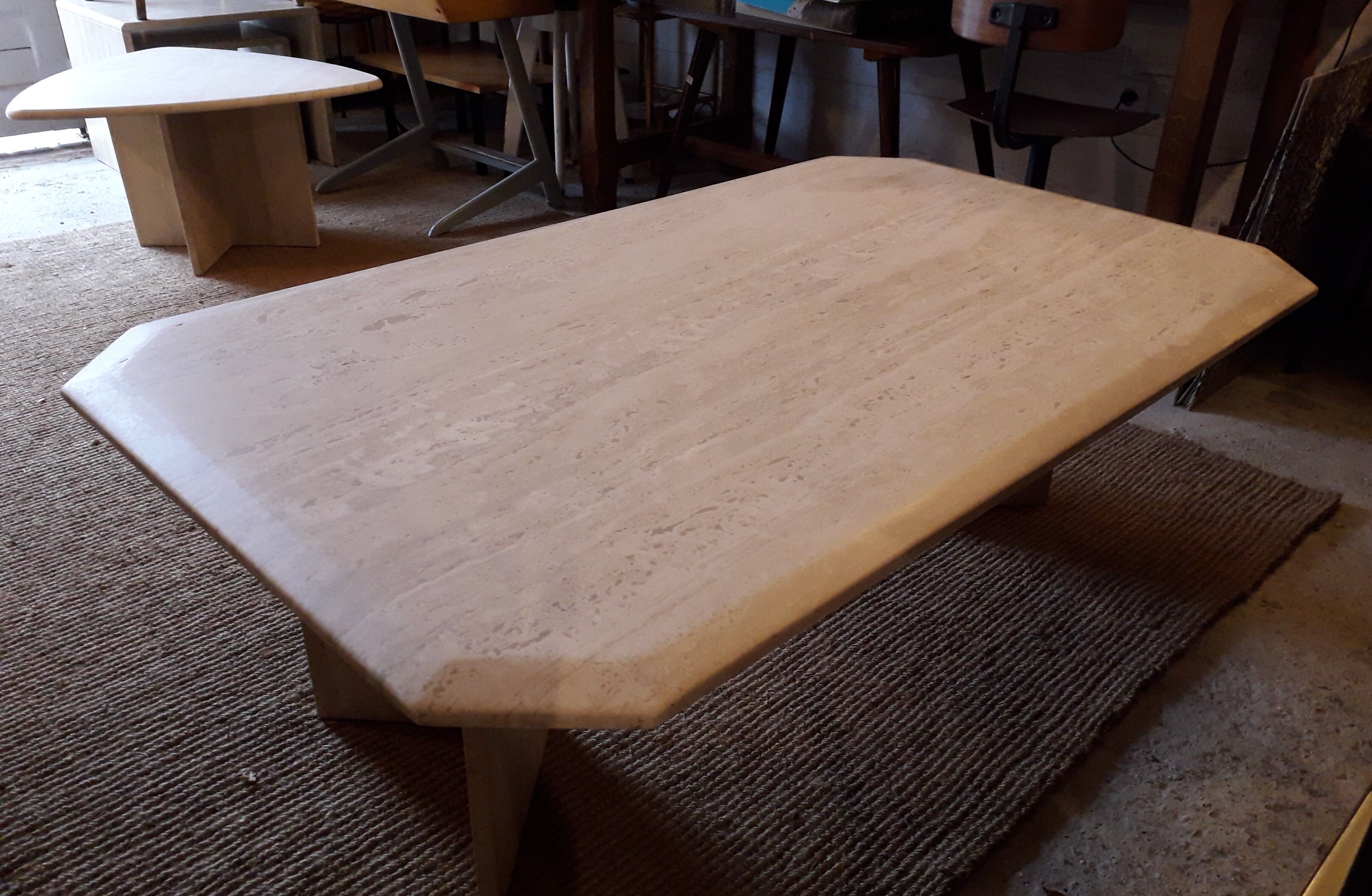 Travertine coffee table